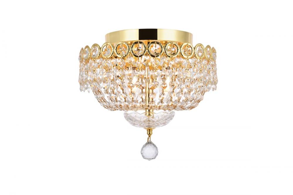 Century 4 Light Gold Flush Mount Clear Royal Cut Crystal