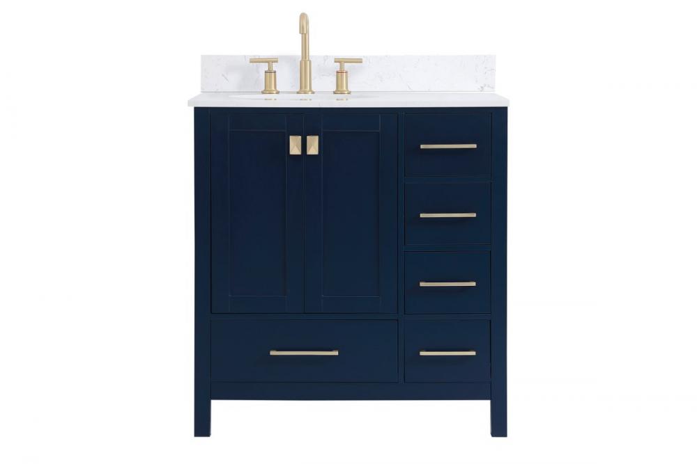 32 Inch Single Bathroom Vanity in Blue with Backsplash