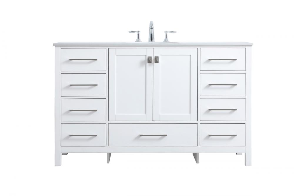 54 Inch Single Bathroom Vanity in White