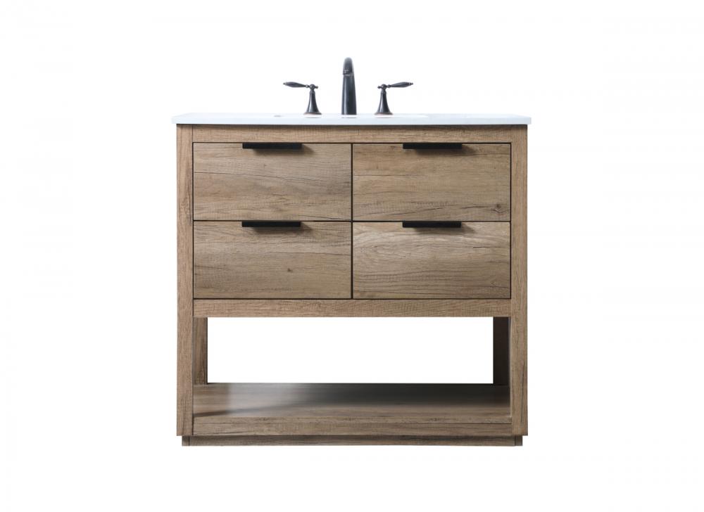 36 Inch Single Bathroom Vanity in Natural Oak