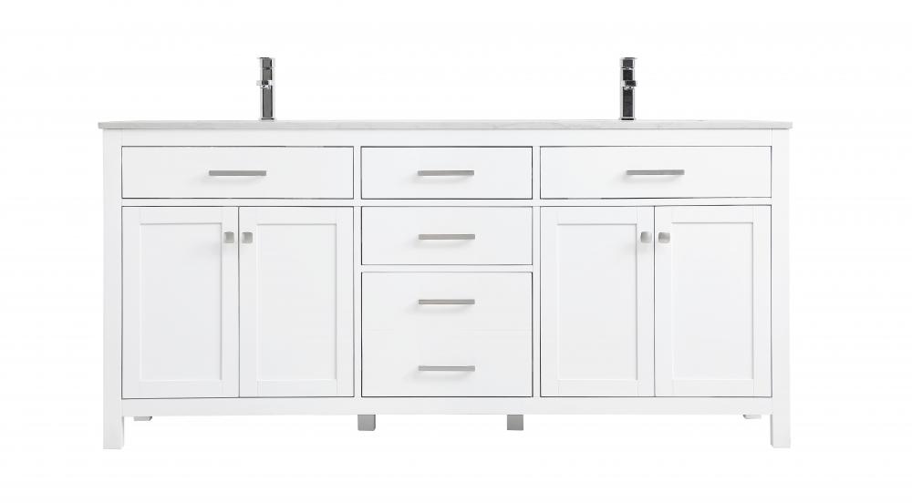 72 Inch Double Bathroom Vanity in White