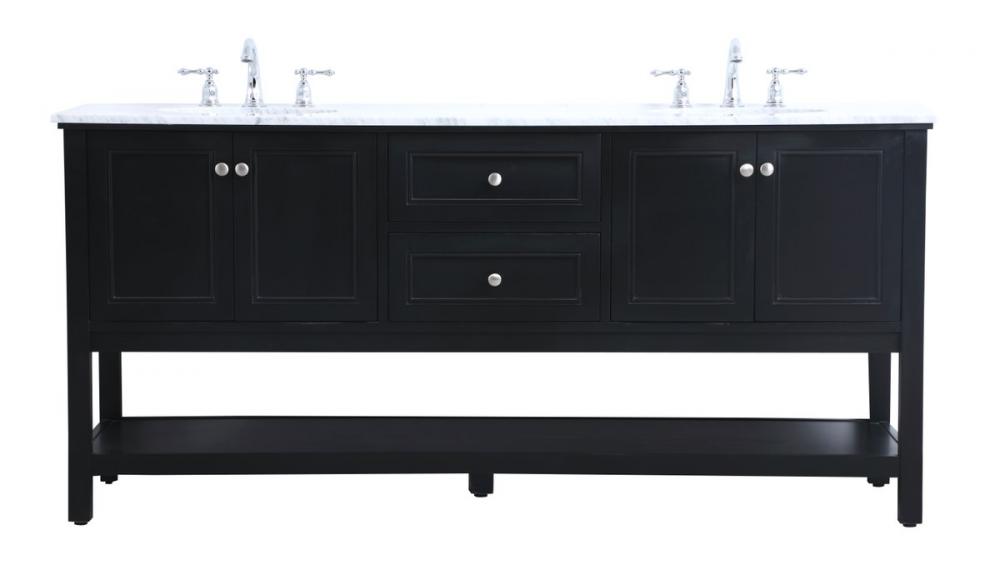 72 In. Double Sink Bathroom Vanity Set in Black