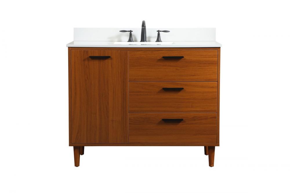 42 Inch Bathroom Vanity in Teak with Backsplash : TWVEX | Lighting Plus