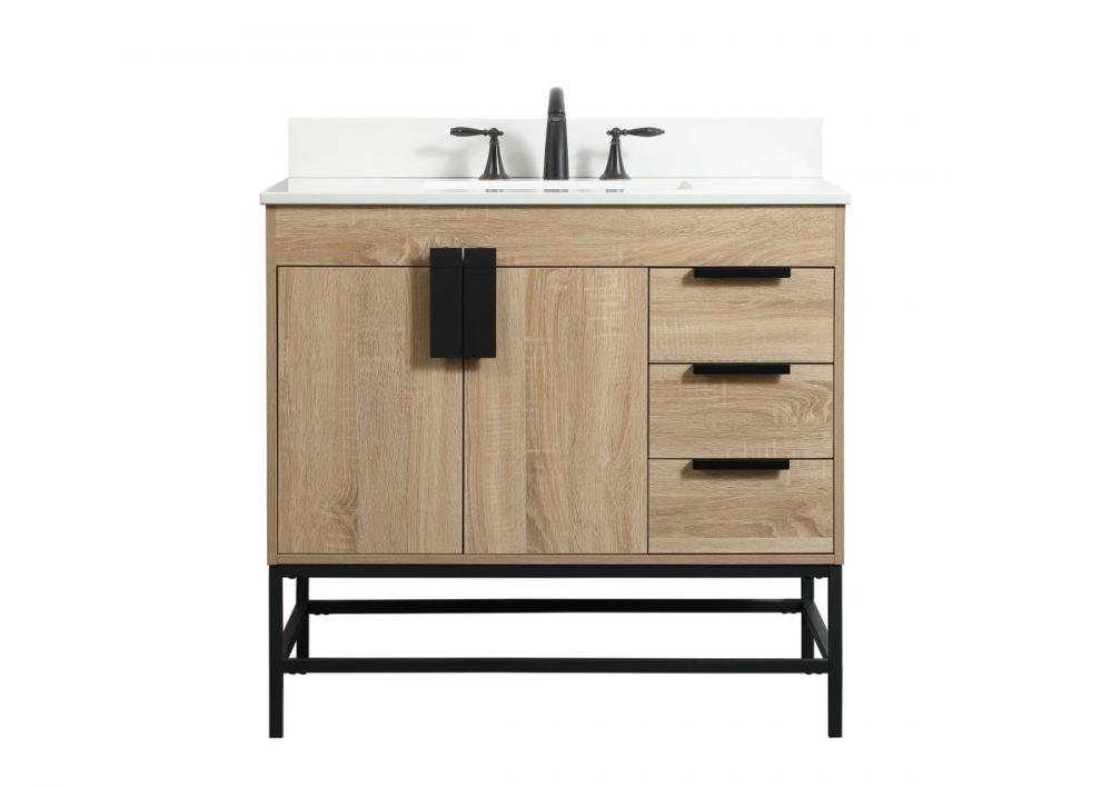 36 inch Single bathroom vanity in mango wood with backsplash : U62AE ...