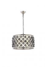 Elegant 1206D20PN-SS/RC - Madison 6 Light Polished Nickel Pendant Silver Shade (Grey) Royal Cut Crystal