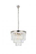 Elegant 1231D20PN/RC - Sydney 9 Light Polished Nickel Chandelier Clear Royal Cut Crystal