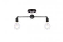 Elegant LD2348BK - Zane 2 Lights Black Flush Mount