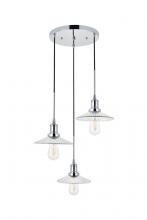 Elegant LD4040D19C - Waltz 3 Light Chrome Pendant