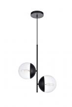 Elegant LD6117BK - Eclipse 2 Lights Black Pendant with Clear Glass