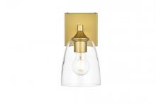 Elegant LD7307W5BRA - Gianni 1 Light Brass and Clear Bath Sconce