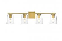 Elegant LD7310W33BRA - Kacey 4 Light Brass and Clear Bath Sconce