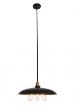 Elegant LD8004D20BK - Anders Collection Chandelier D20.5 H6.5 Lt:3 Black and Brass Finish