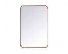 Elegant MR802030BR - Soft Corner Metal Rectangular Mirror 20x30 Inch in Brass