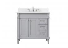 Elegant VF31836GR-BS - 36 Inch Single Bathroom Vanity in Grey with Backsplash