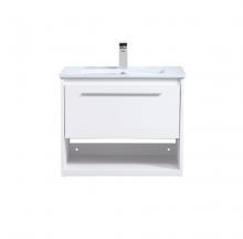 Elegant VF43024WH - 24 Inch Single Bathroom Floating Vanity in White