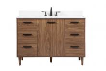 Elegant VF47048WB-BS - 48 Inch Single Bathroom Vanity in Walnut Brown with Backsplash