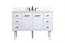 Elegant VF48048MWH-BS - 48 Inch Single Bathroom Vanity in White with Backsplash