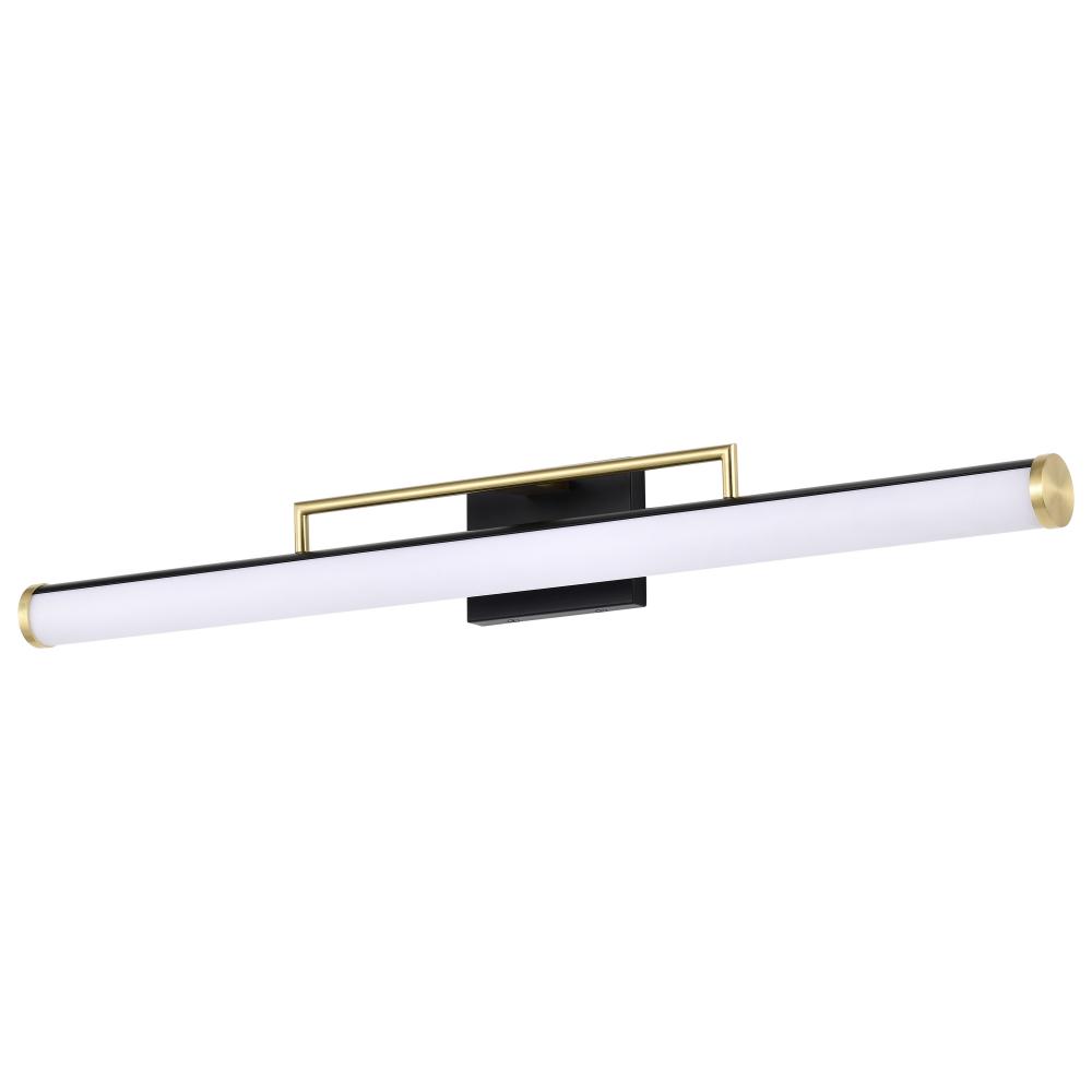 Solano Large Vanity; LED; Black and Brushed Brass Finish; White Acrylic Lens