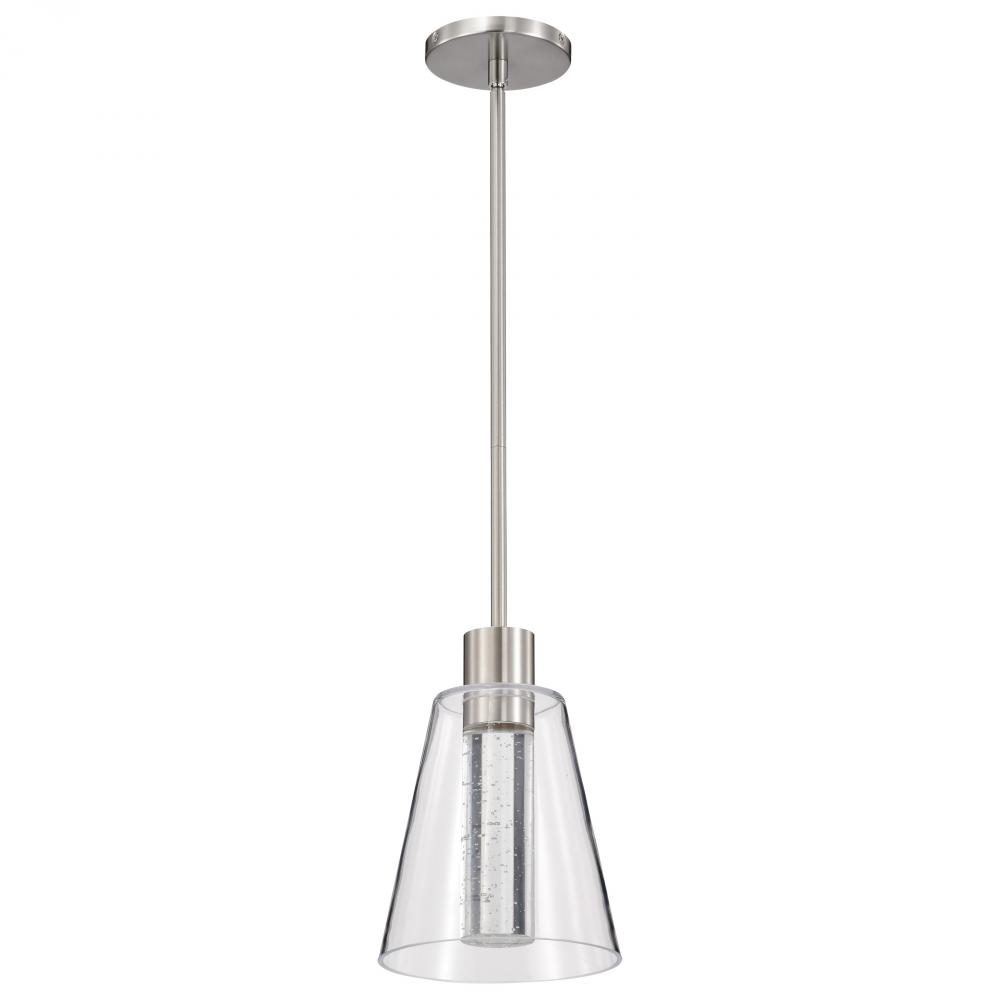 Aura; 7 Inch LED Pendant; Brushed Nickel; K9 Bubble Crystal; 3000K CCT