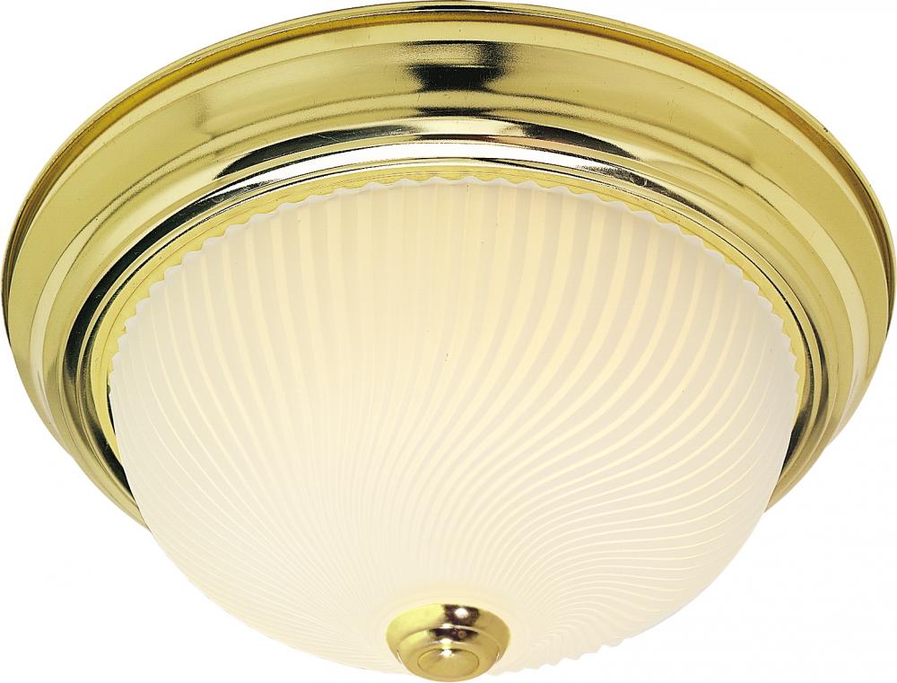 3 Light - 15" - Flush Mount - Frosted Ribbed Swirl Glass