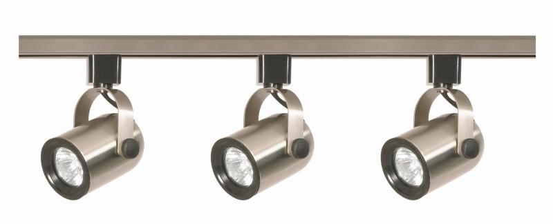 3 Light - MR16 - Round Back Track Kit - 4 foot Track - Line Voltage - Brushed Nickel