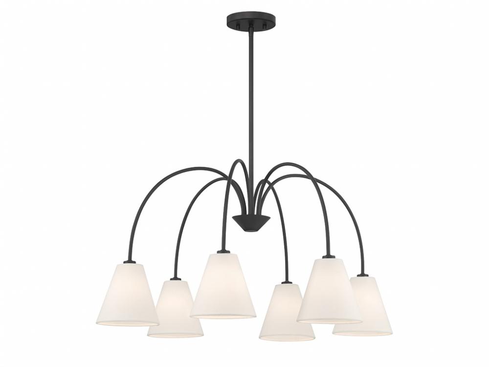 6-Light Chandelier in Matte Black