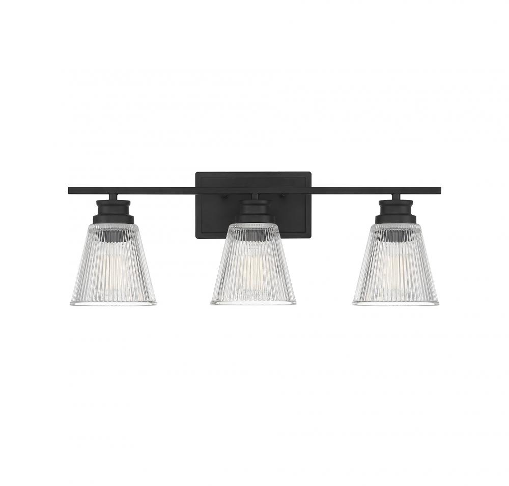 3-Light Bathroom Vanity Light in Matte Black