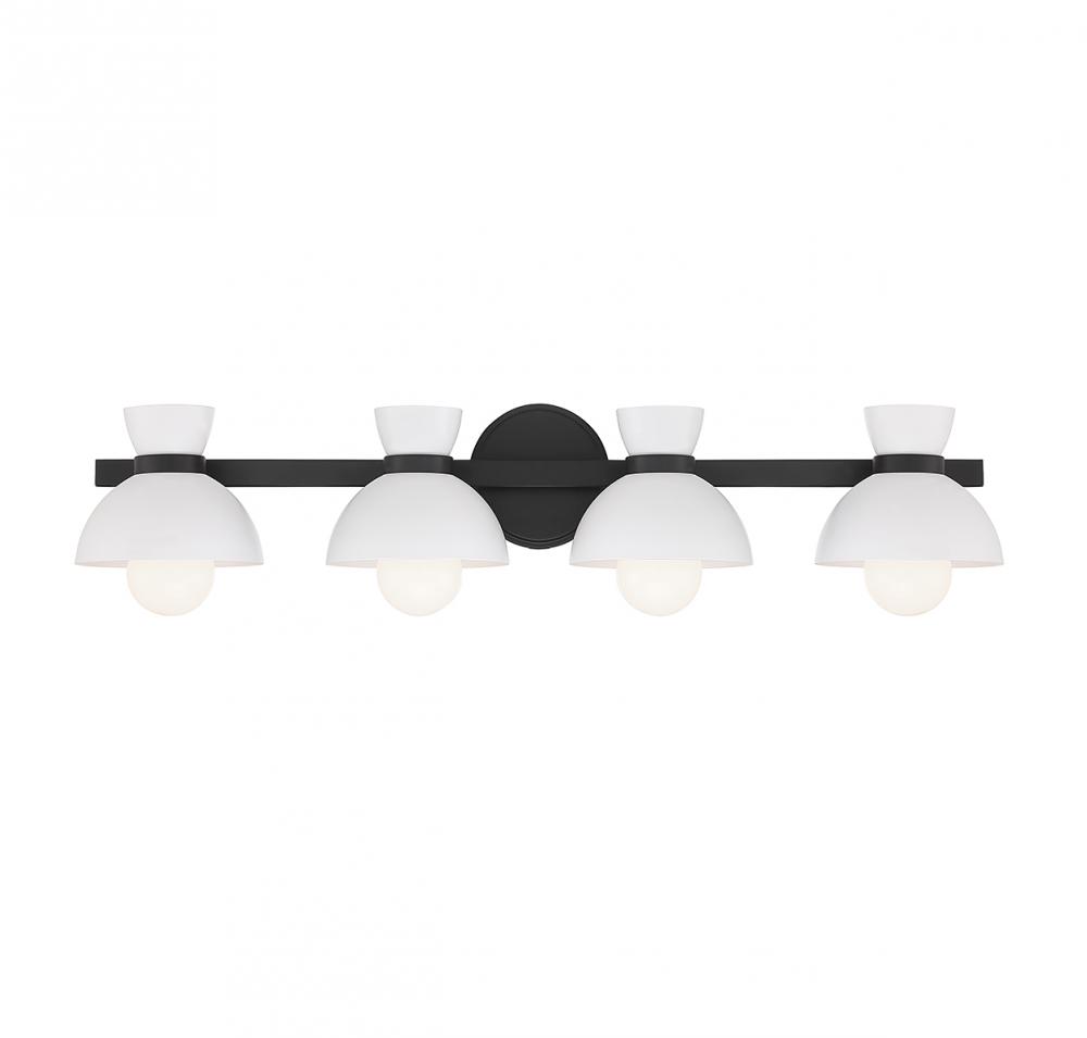 4-Light Bathroom Vanity Light in Matte Black