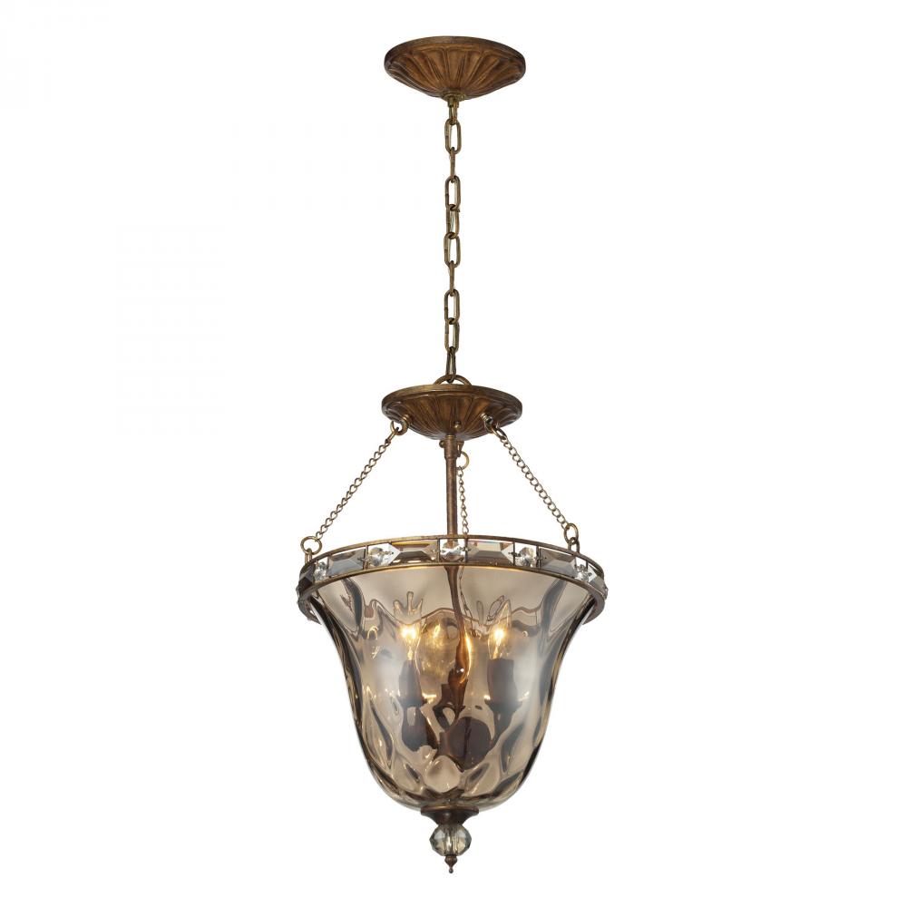 Cheltham 3 Light Pendant In Mocha And Champagne