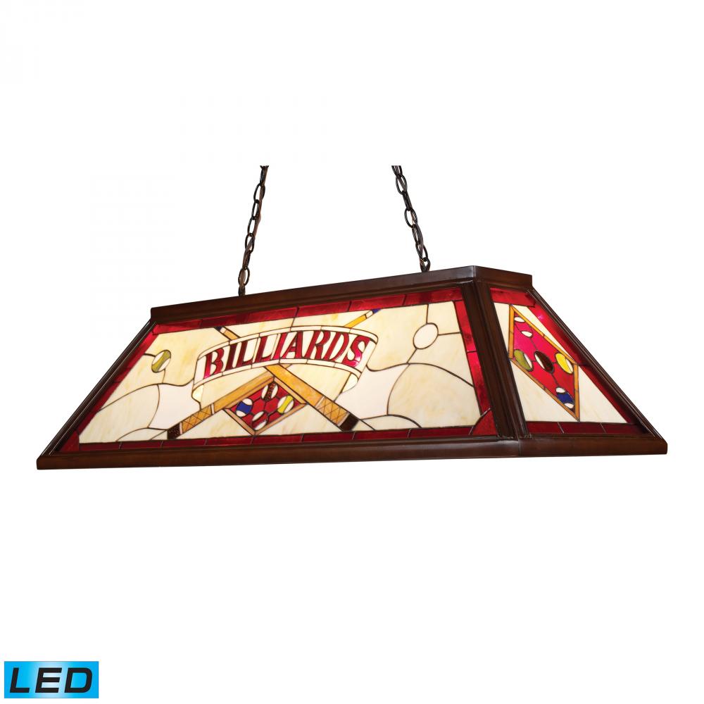 Four Light Dark Mahogany Wood Pool Table Light